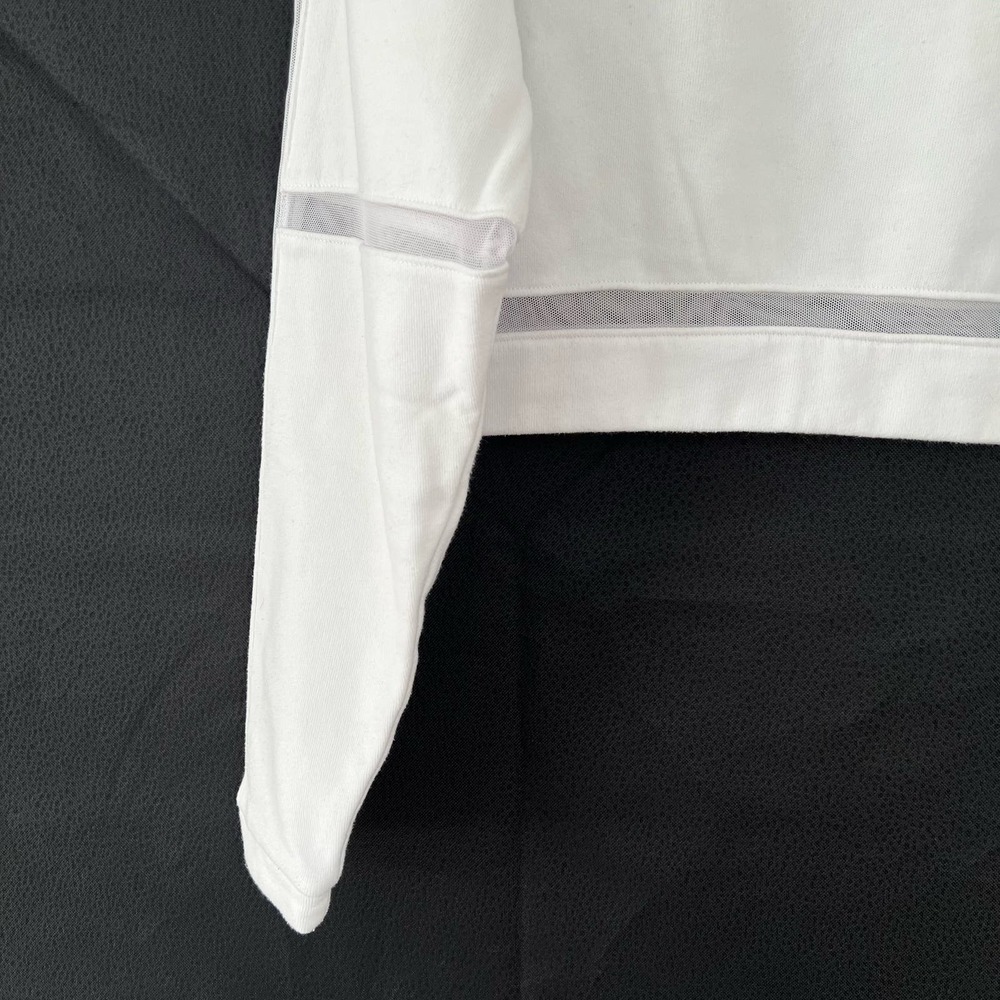 ALO Yoga White Cropped Turtleneck Sweatshirt with Mesh Trim - Picture 4 of 10